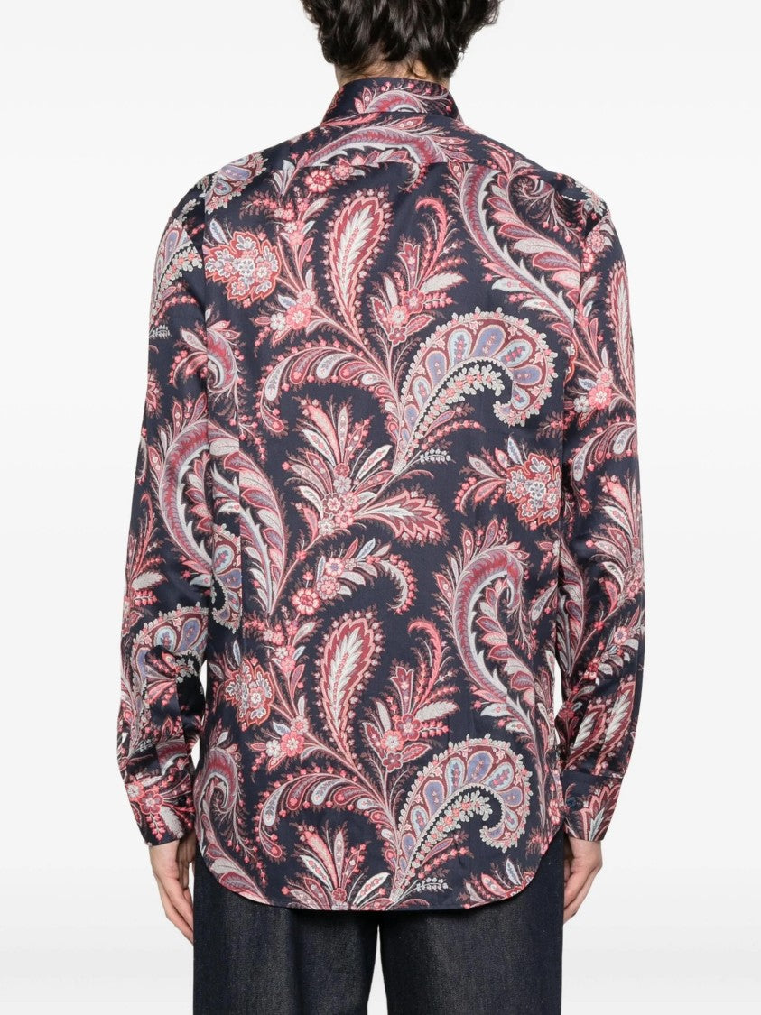 Etro Roma Black Red Paisley Pattern Shirt