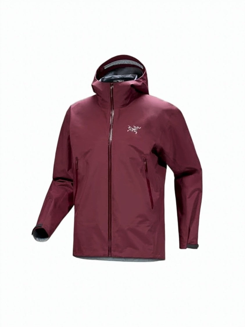 Arc'teryx Burgundy Hooded Jacket With Front Zipper