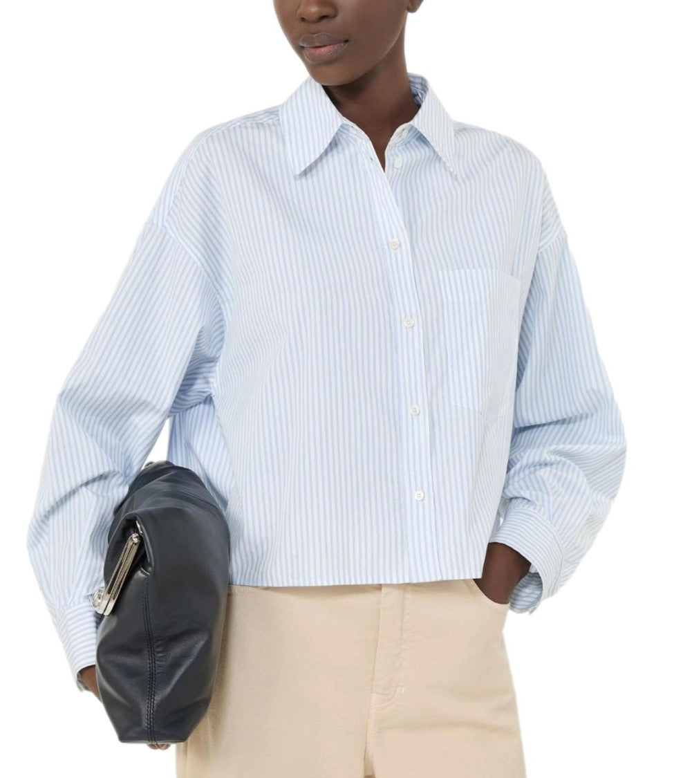 Max Mara Light Blue Striped Linen Shirt