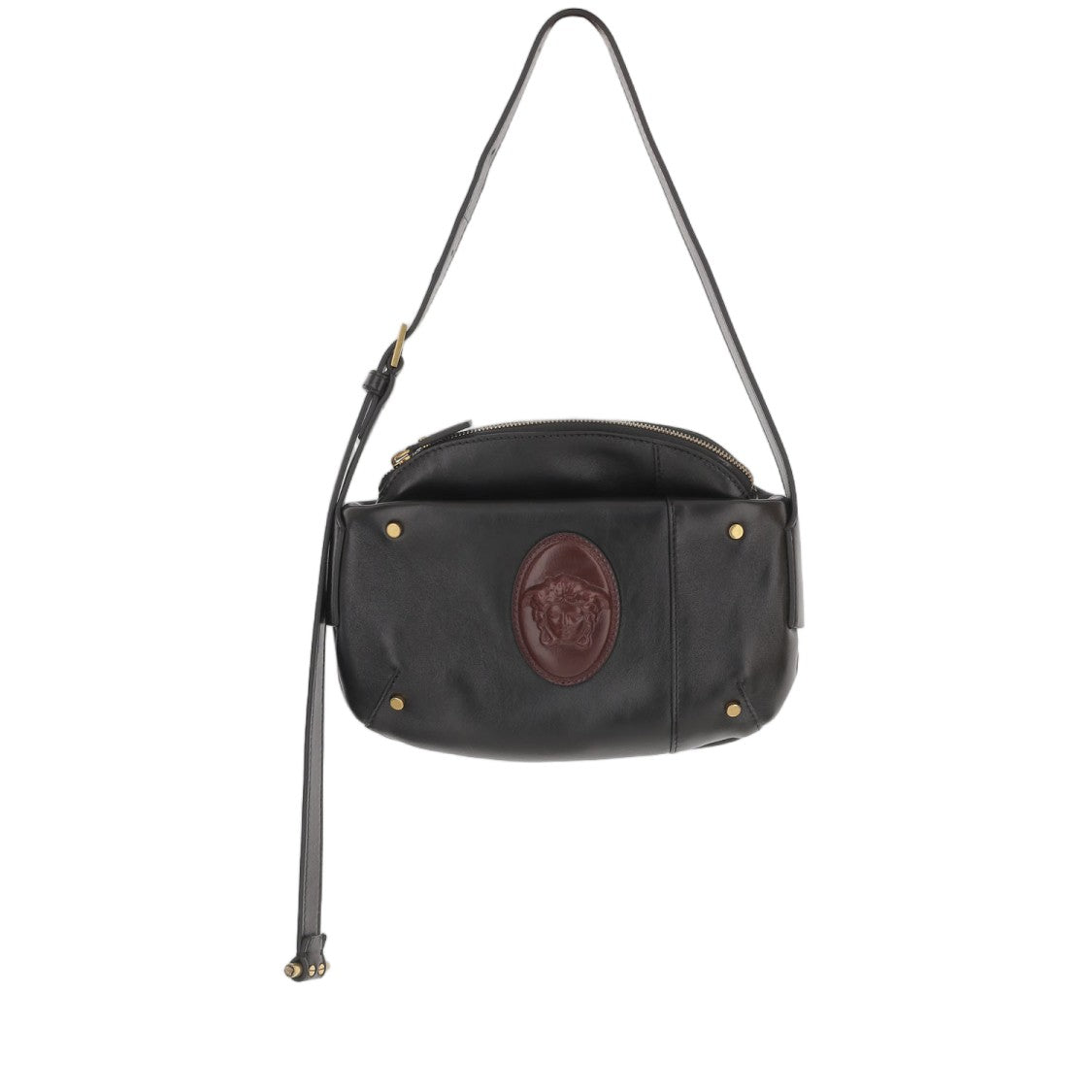 Versace Leather Shoulder Bag With Medusa Logo