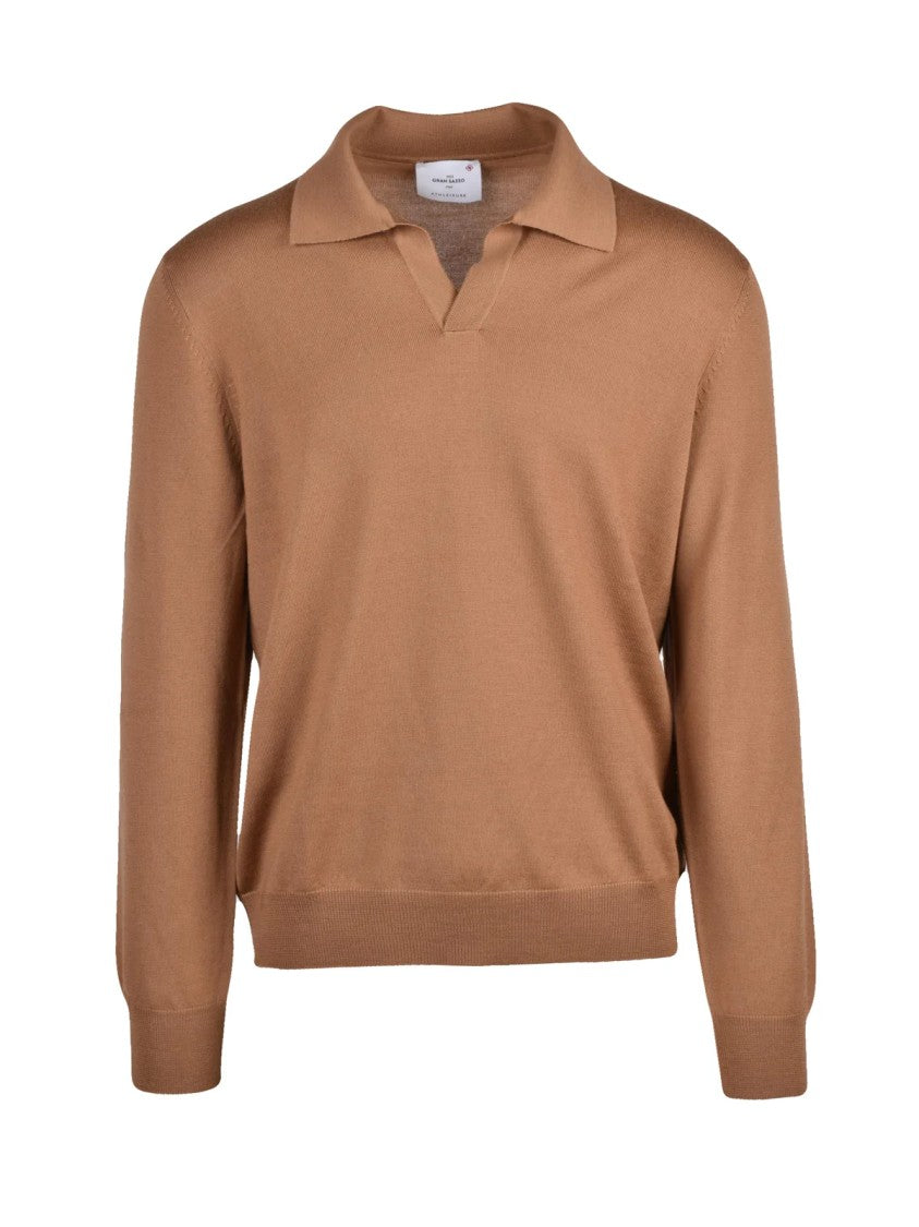 Gran Sasso Athleisure Brown Virgin Wool Polo Shirt