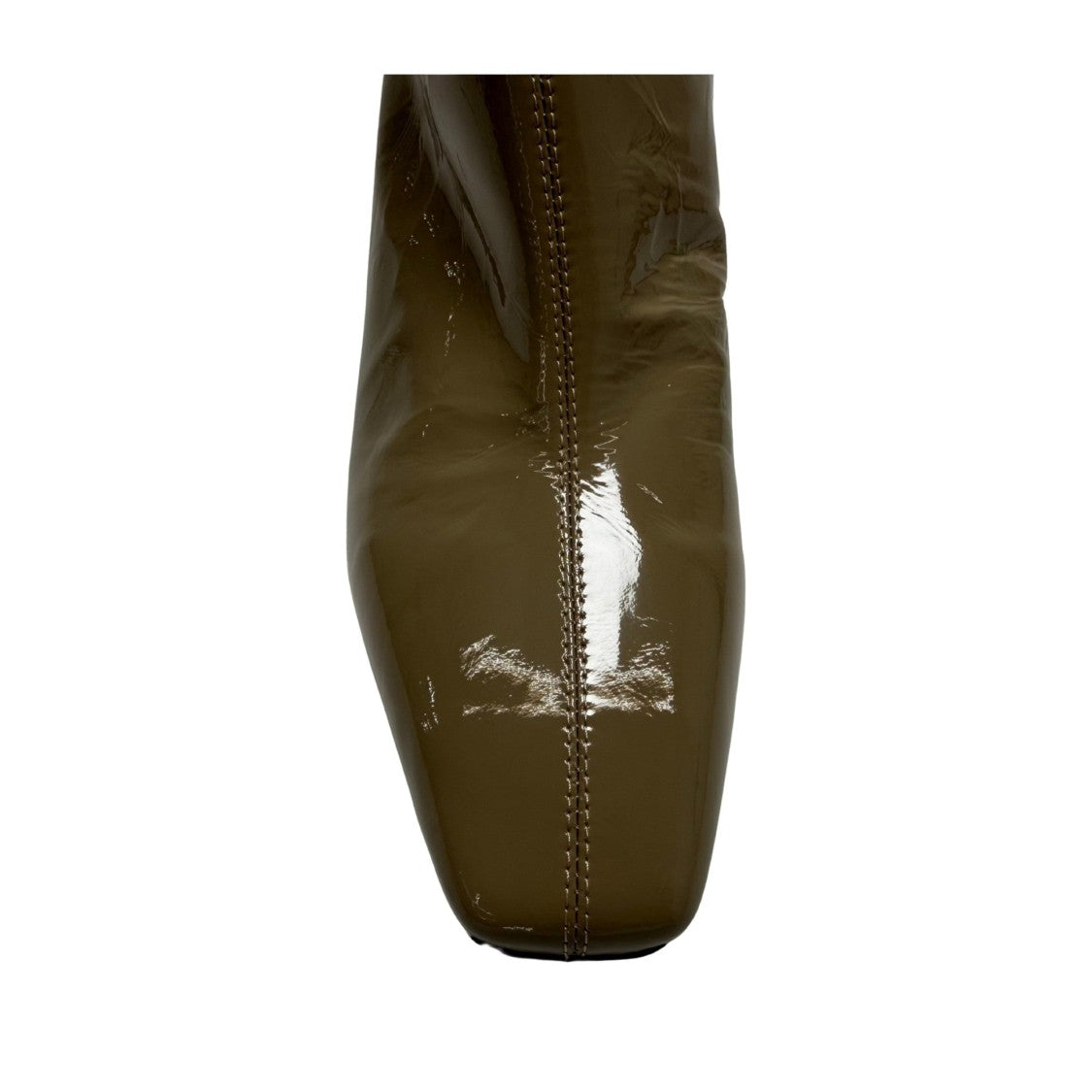 Sergio Moretti Green Mid-Height Block Heel Glossy Patent Leather Boots