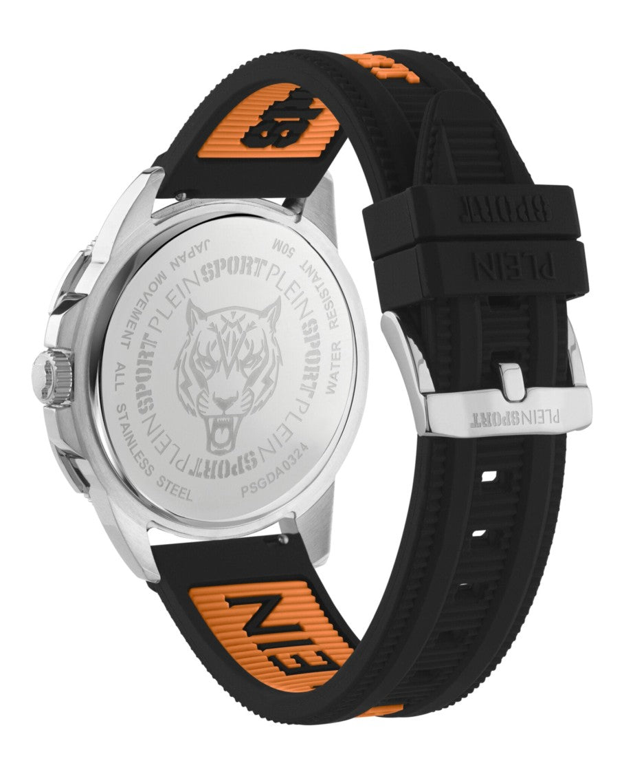 Plein Sport Stainless Steel Rampage Watch With Black Silicone Strap
