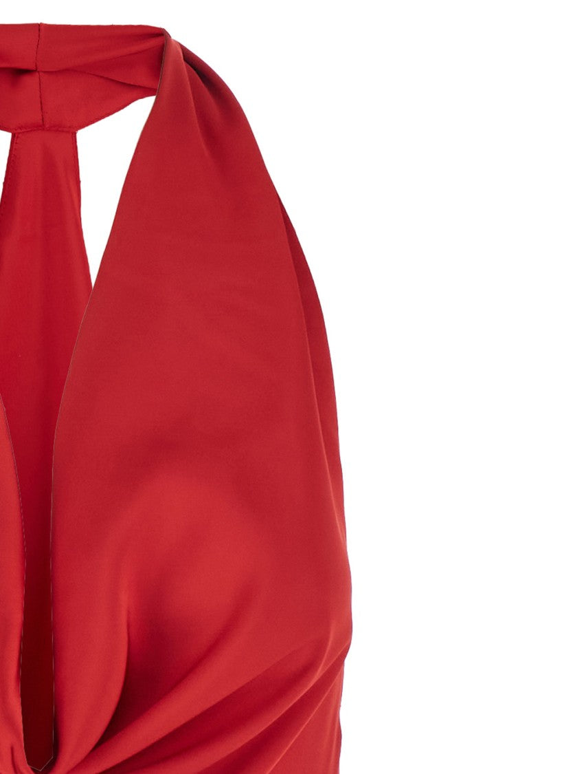 Norma Kamali Halter Drape Mini Dress