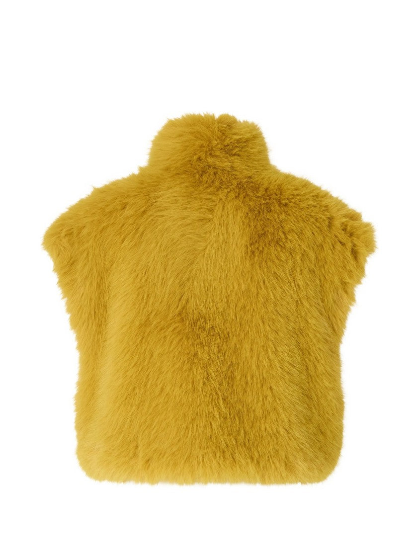 Pinko Plush Boxy Gilet In Rich Golden-Hued Fabric