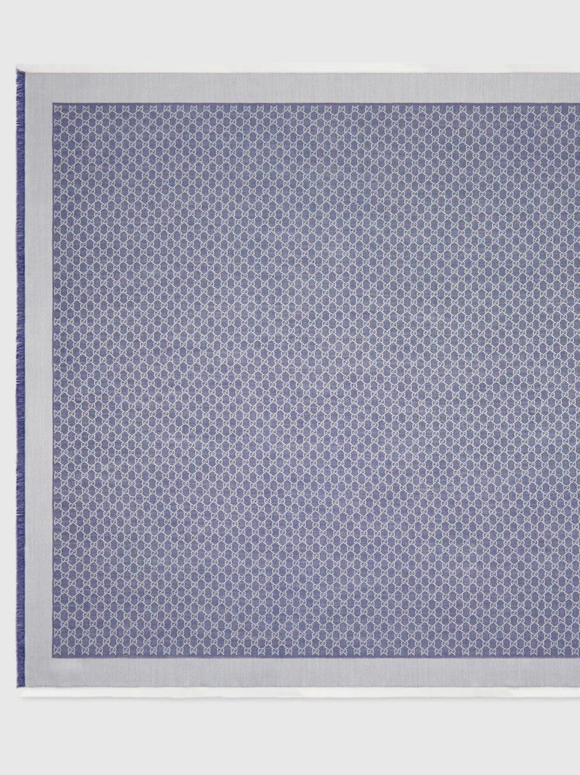 Gucci Blue New Gigi Geometric Textile Scarf
