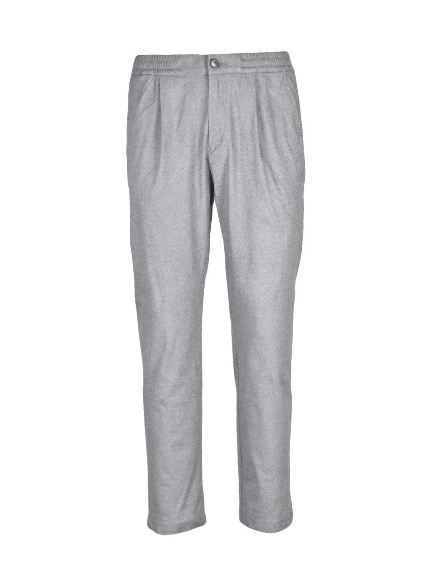 Herno Resort Tapered Grey Chino Trousers With Pleated Waist