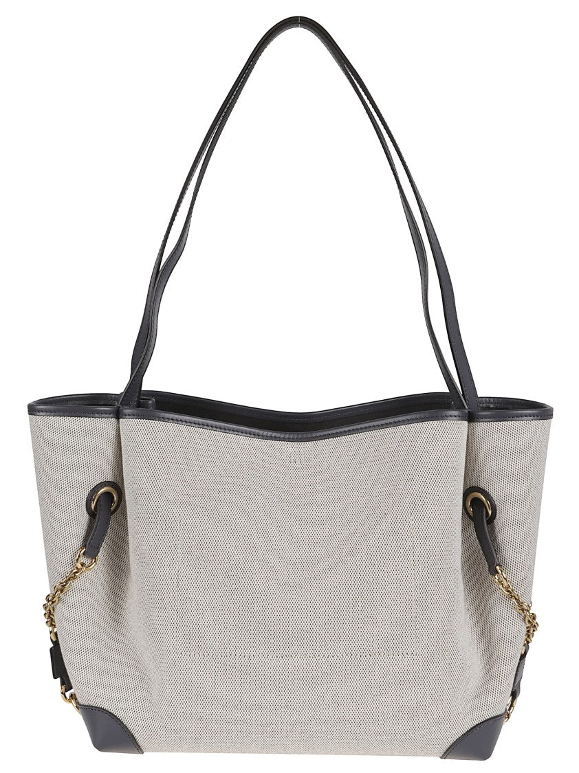 Chloé Double Handle Canvas Bag With Calf Leather Trim