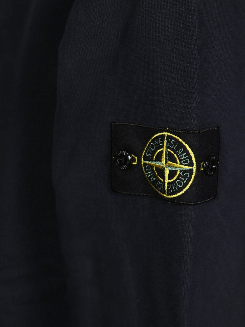 Stone Island Black Crewneck Sweatshirt With Distinctive Logo Patch