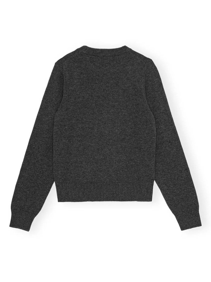 Ganni Graphic Wool Mix Bear Crewneck