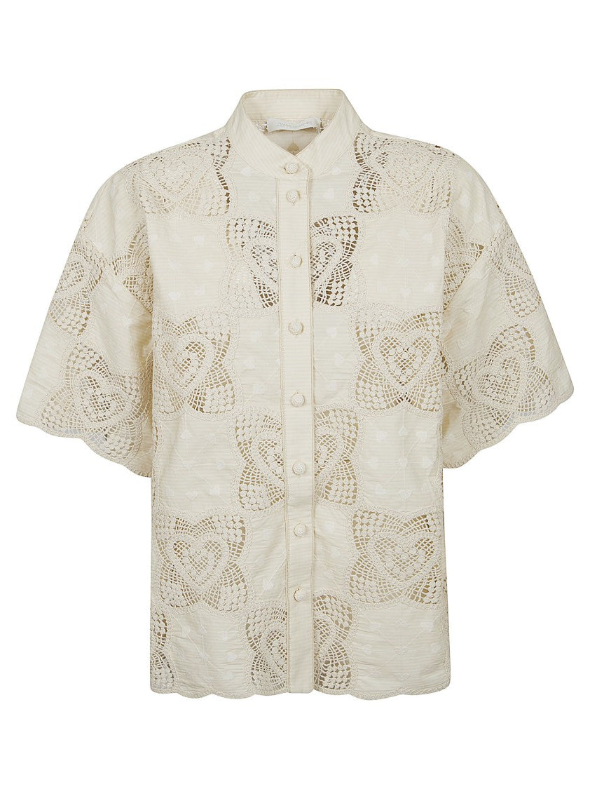 Zimmermann Scalloped Hem Lace Detail Shirt