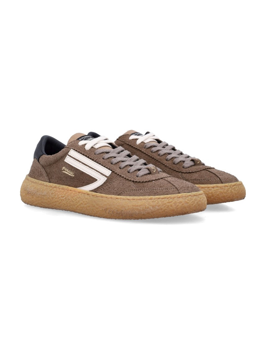 Puraai Vintage Contrast Leather Suede Sneakers