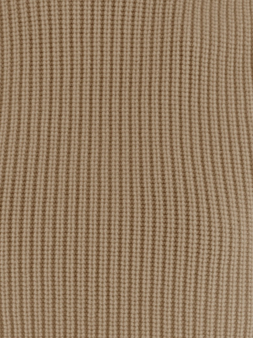 Sa Su Phi Beige High-Neck Knitted Cashmere Scarf