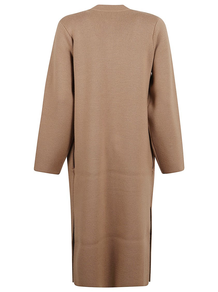 Fabiana Filippi Camel Long Sleeve Sweater With Gold-Tone Button