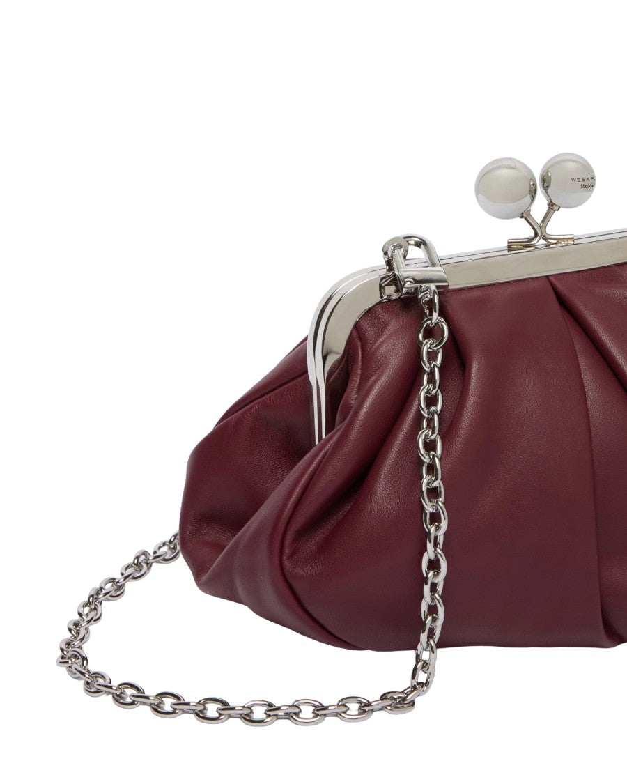 Max Mara Small Pleated Lamb Leather Clutch With Chain Strap