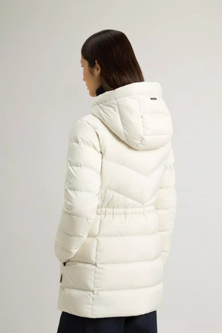 Woolrich White Quilted Welt Pocket Polyester Down Coat