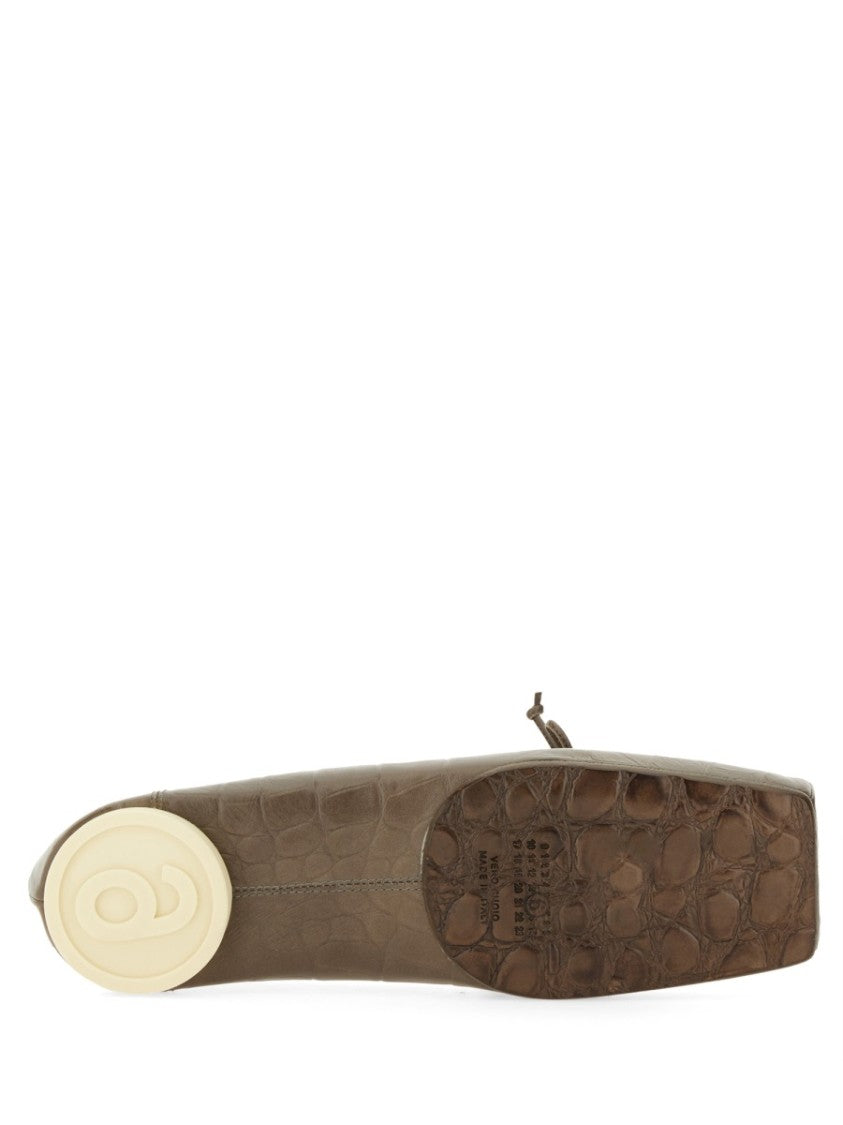 Mm6 By Maison Margiela Crocodile-Effect Leather Ballerina