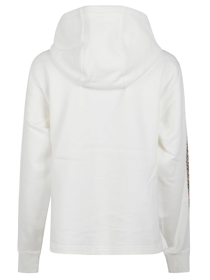 Burberry White Zip-Up Hoodie With Patterned Stripe Detail