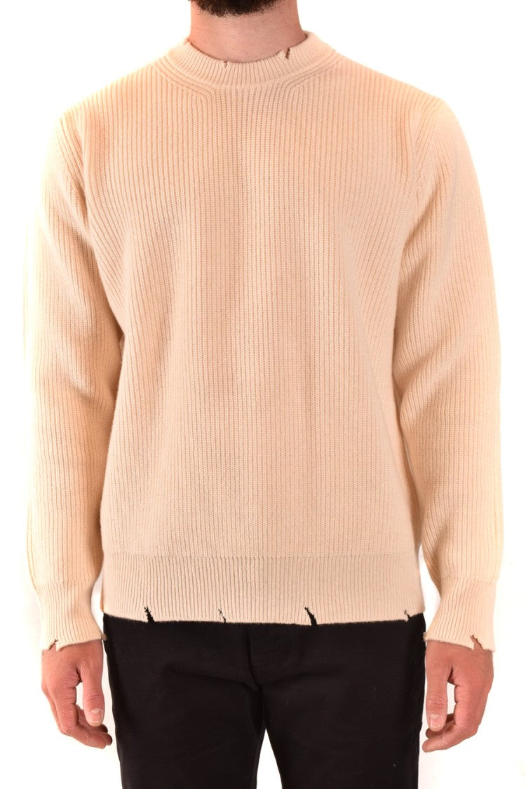 Laneus Milk-Colored Merino And Cashmere Knit Sweater