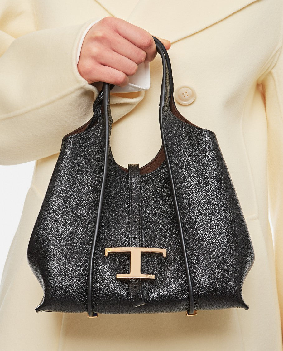 Tod's Timeless Leather Shopping Bag With Signature T Pendant