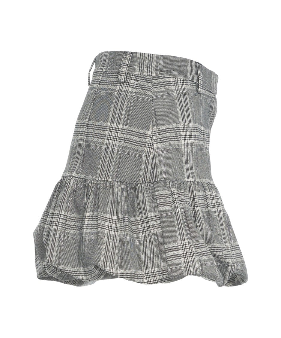 Baum Und Pferdgarten Ruffled Plaid Mini Skirt With Fitted Waist And Playful Hem