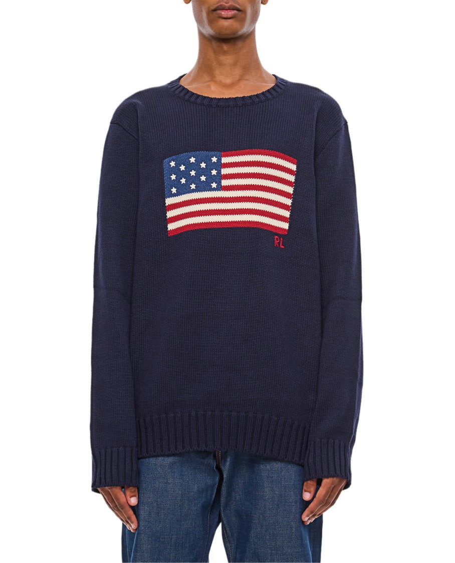 Polo Ralph Lauren Embroidered American Flag Long Sleeve Pullover