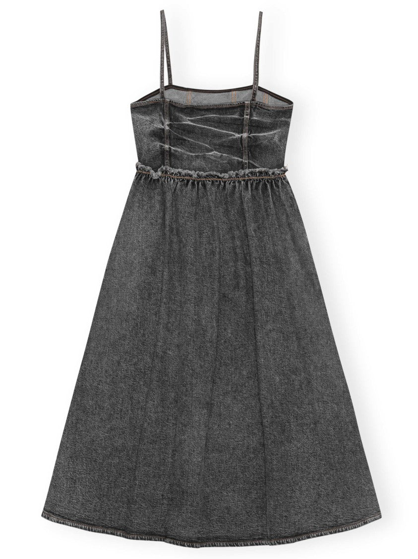Ganni Stretch Future Denim Strap Midi Dress