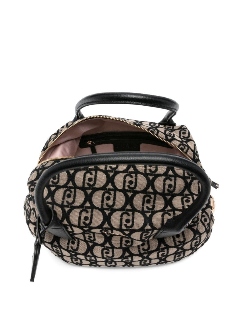 Liu Jo Monogrammed Brown Fabric Shoulder Bag