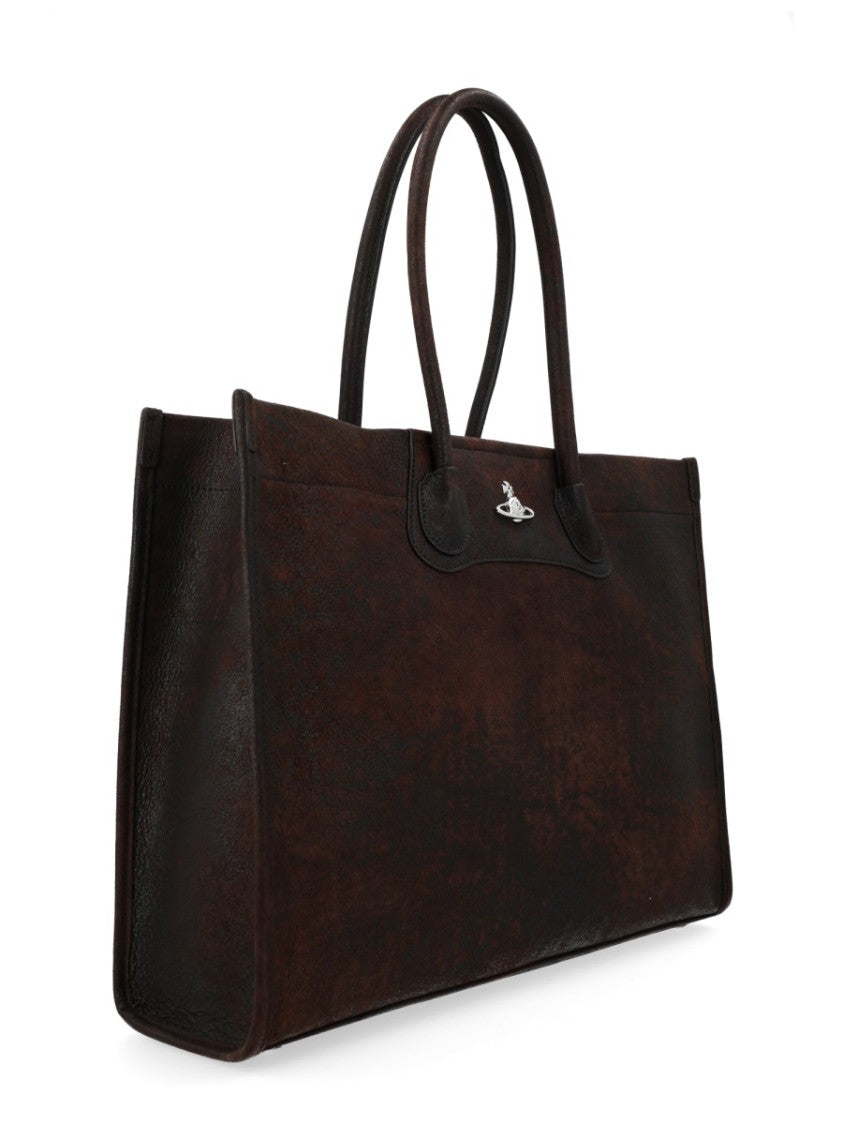 Vivienne Westwood Brown Troy Lamb Leather Tote Bag