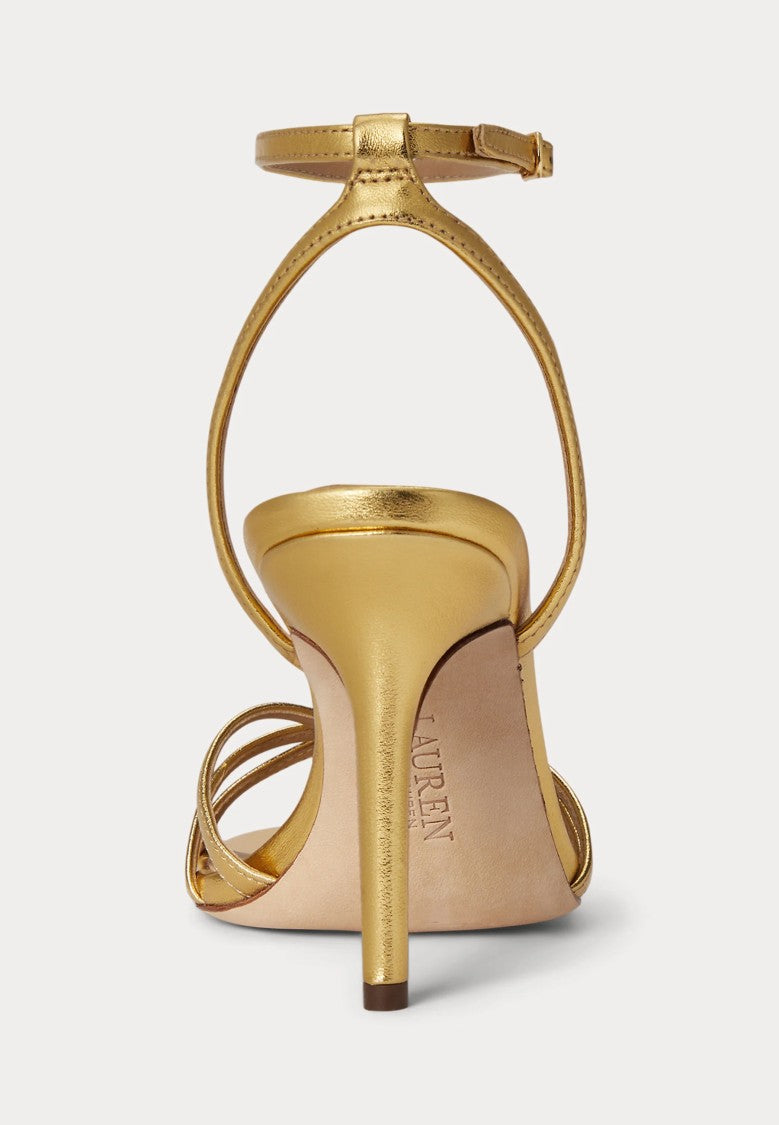 Lauren Ralph Lauren Slim Metallic Gold Sandal With Ankle Wrap