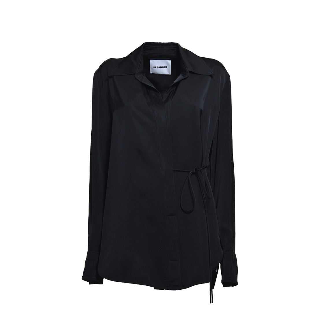 Jil Sander Black Viscose Oversized Shirt With Bow