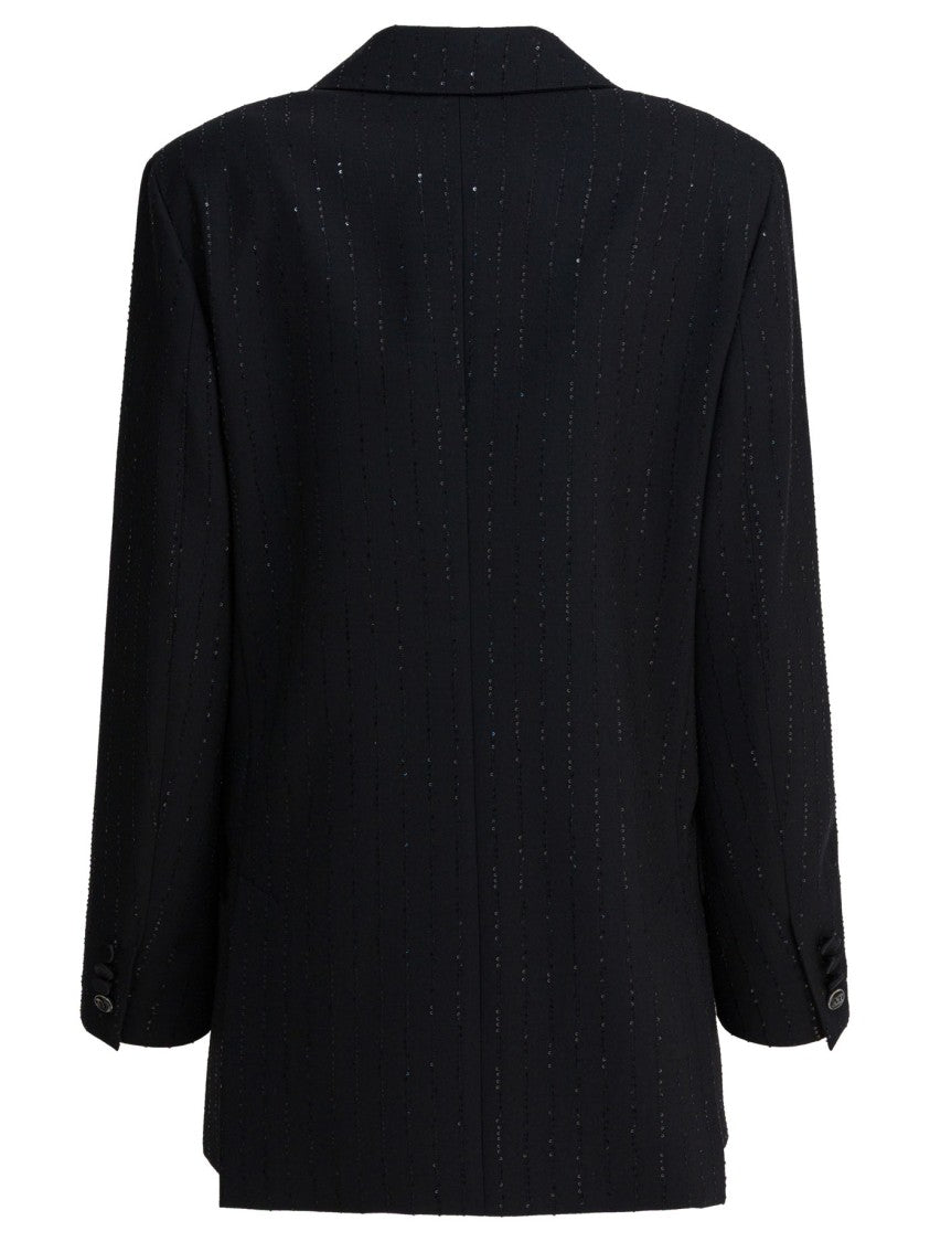 Max Mara Tailored Double-Breasted Jacket With Vertical Pinstripe Detail