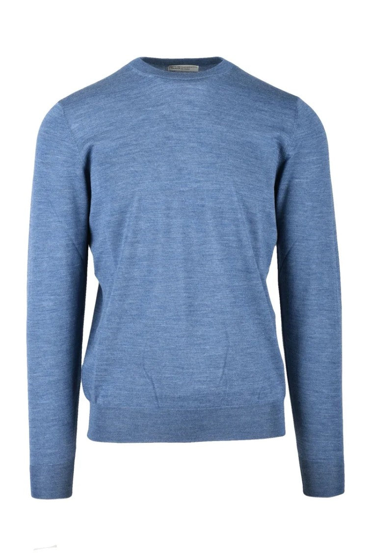 Filippo De Laurentiis Blue Merino Wool Men's Crewneck Pullover