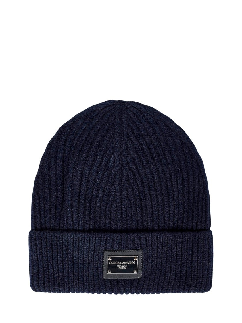Dolce & Gabbana Ribbed Blue Beanie