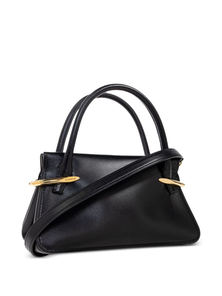 Givenchy Black Structured Trapezoidal Gold Accents Bag