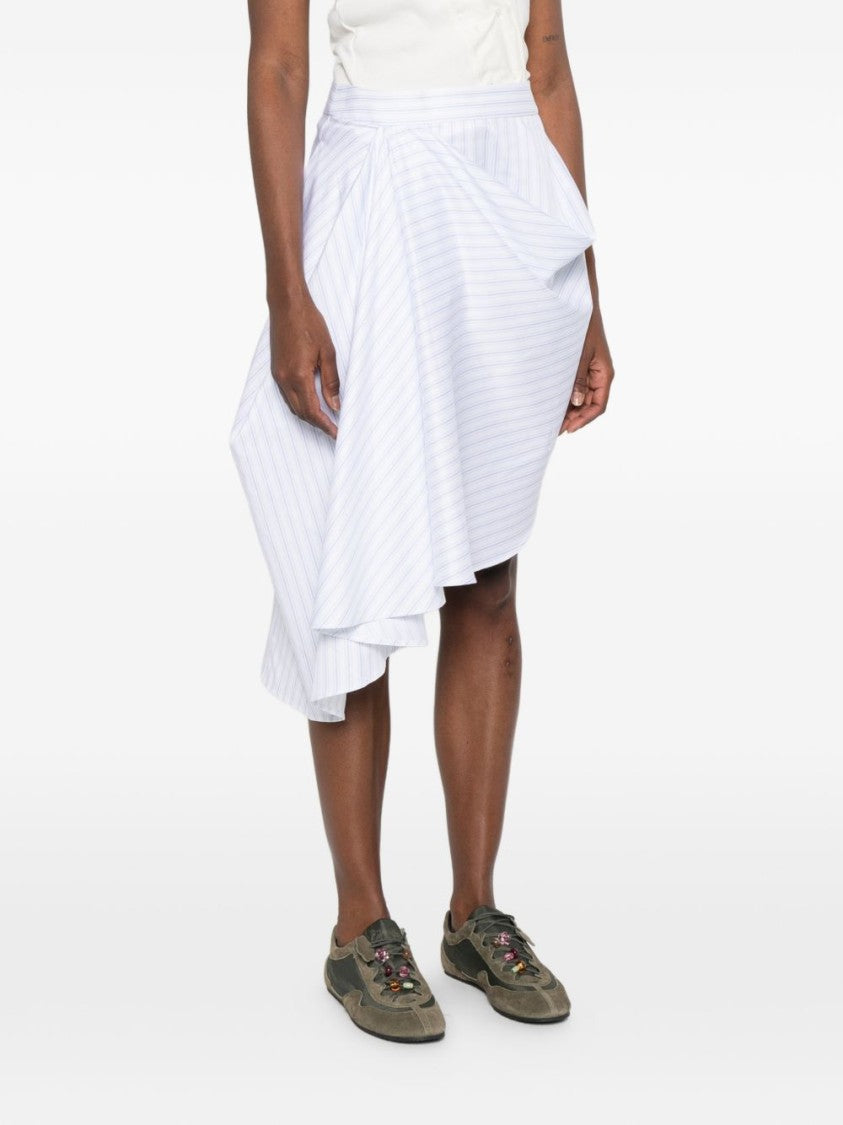 J. W. Anderson Blue Asymmetrical Midi Striped Draped Skirt