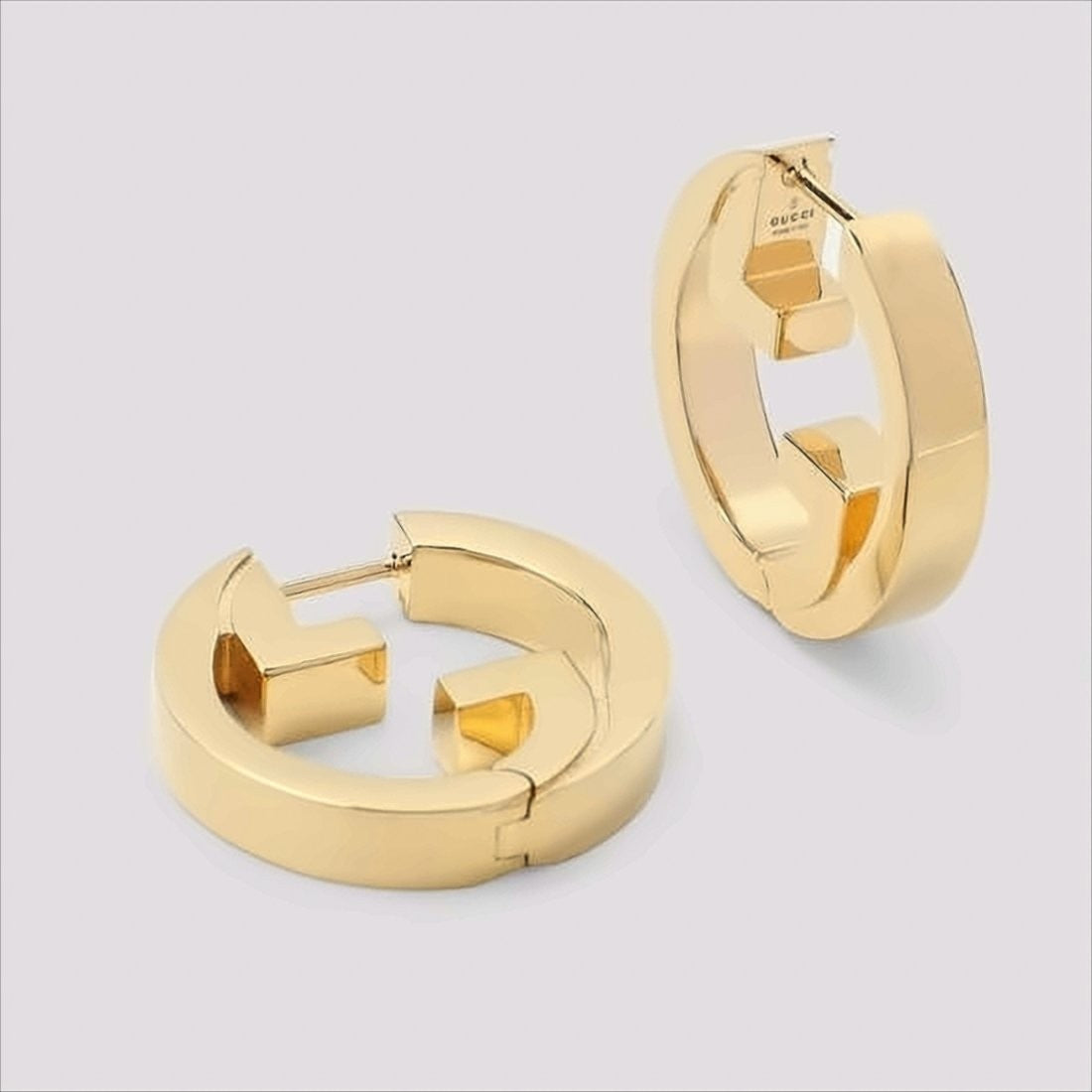 Gucci Geometric Cutout Gold Hoop Earrings