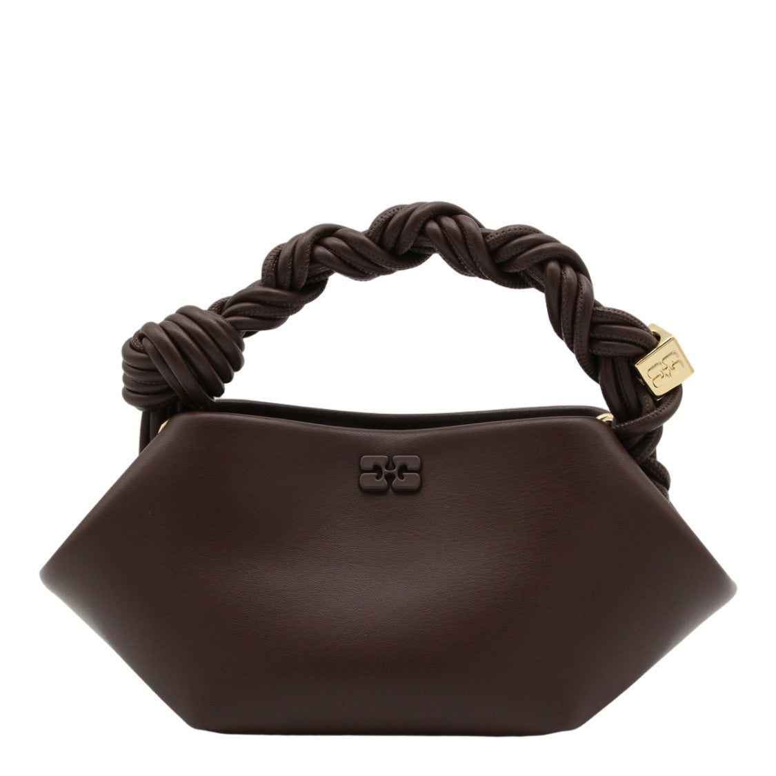 Ganni Geometric Design Handbag With Twisted Handle And Gold-Tone Accents