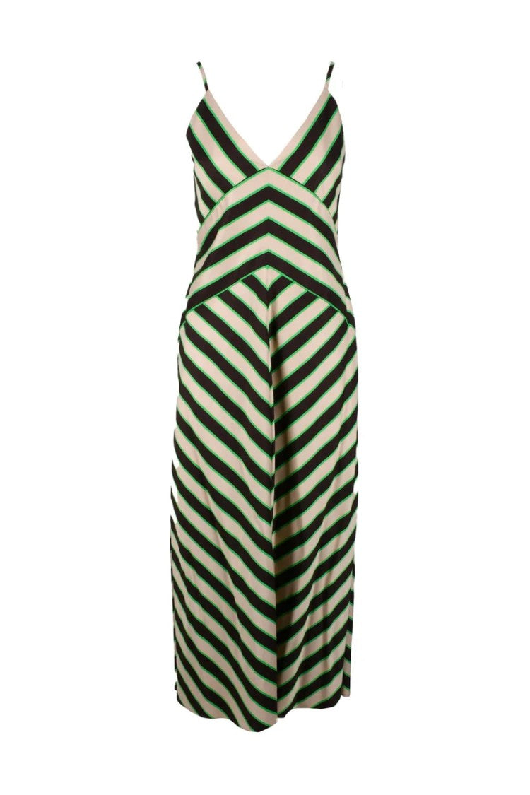 Msgm Long Dress - Beige/Black