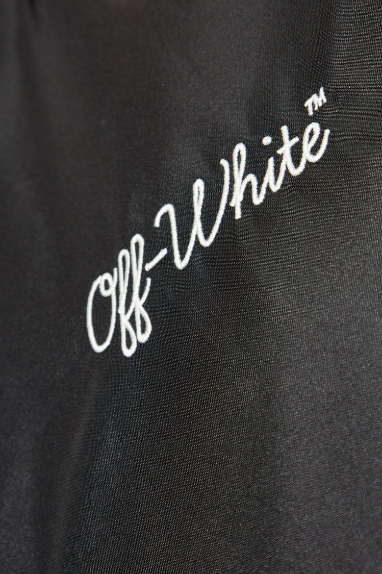 Off-White Minimalist Black Jacket With Modern Silhouette And Zipper Closure