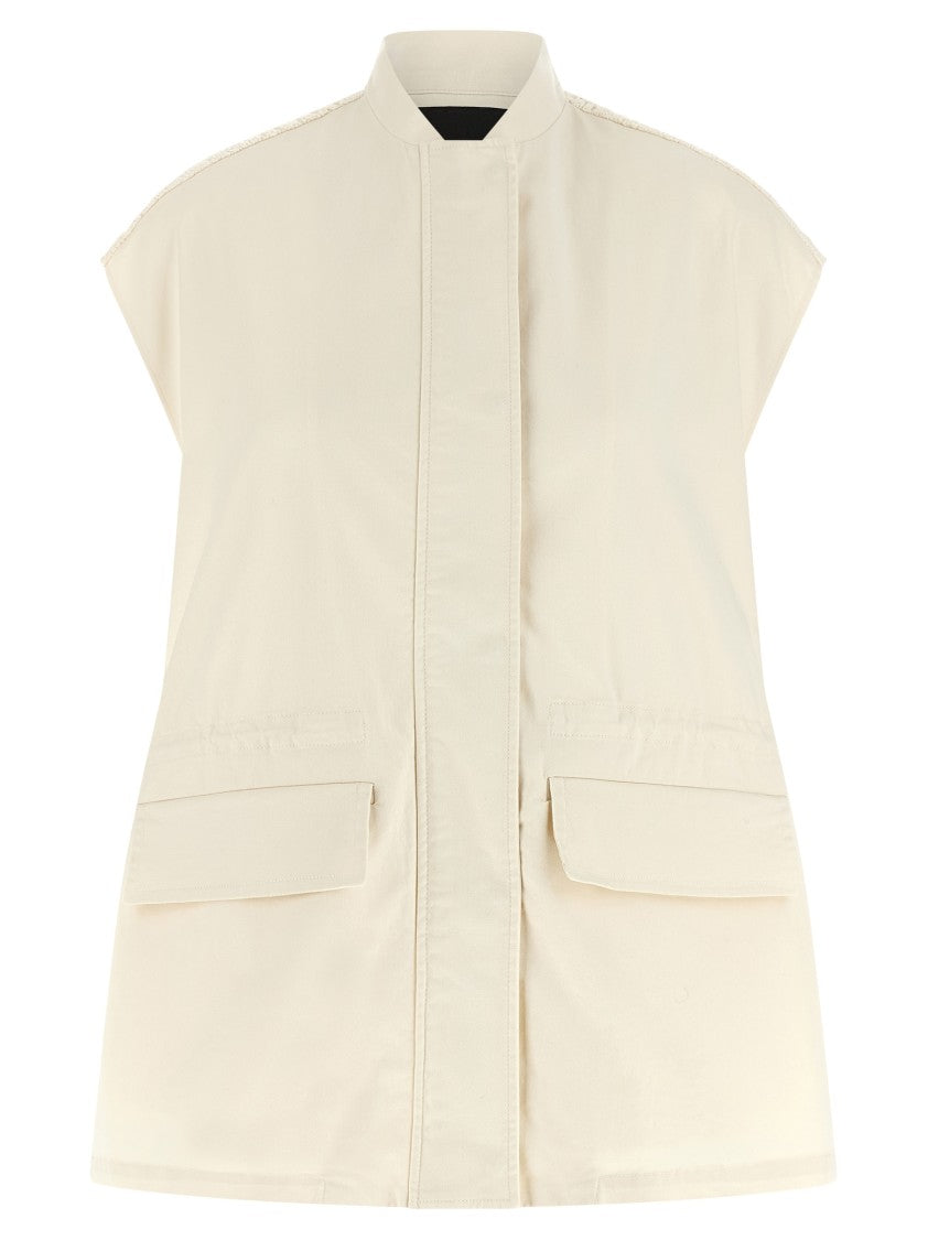Fabiana Filippi Cotton Gabardine Vest With High Neck And Crochet Back Insert