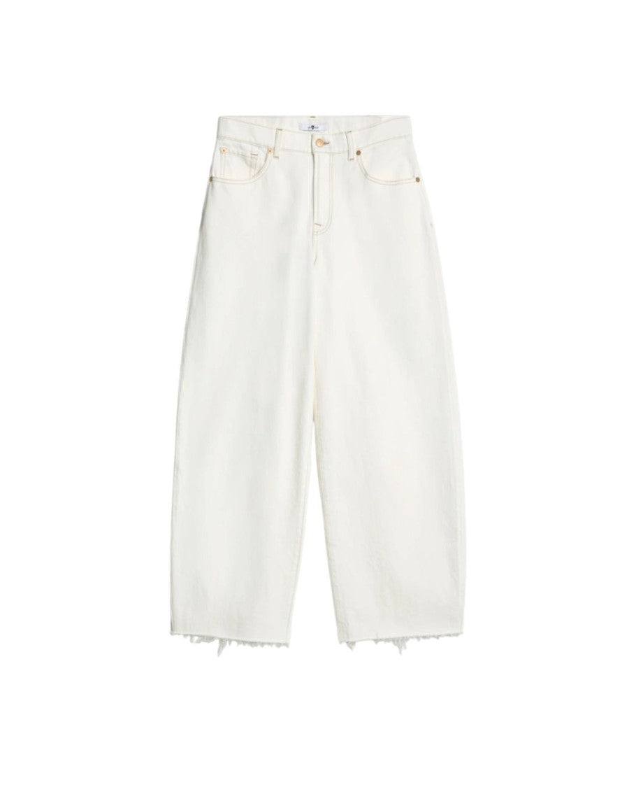 7 For All Mankind Jeans Bonnie Curvilinear Milkway Whit Raw Cut