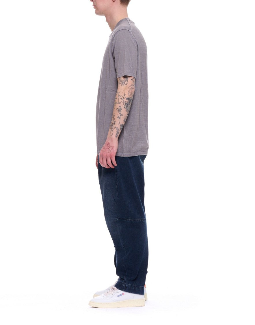 Fabrizio Del Carlo Grey Round Neck Cotton Casual T-Shirt
