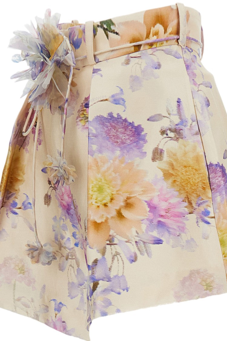 Zimmermann High-Waisted Floral Pattern Silk And Cotton Shorts