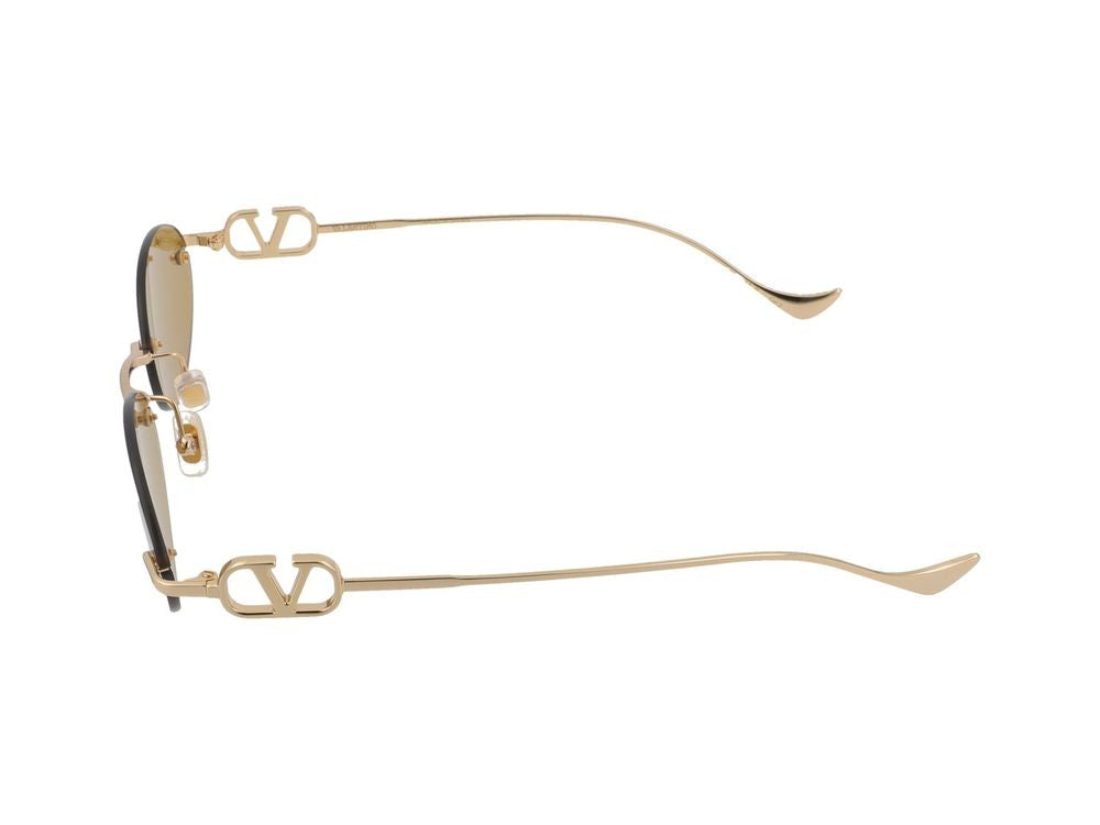 Valentino Gold Vg0032s Metal Oval Sunglasses