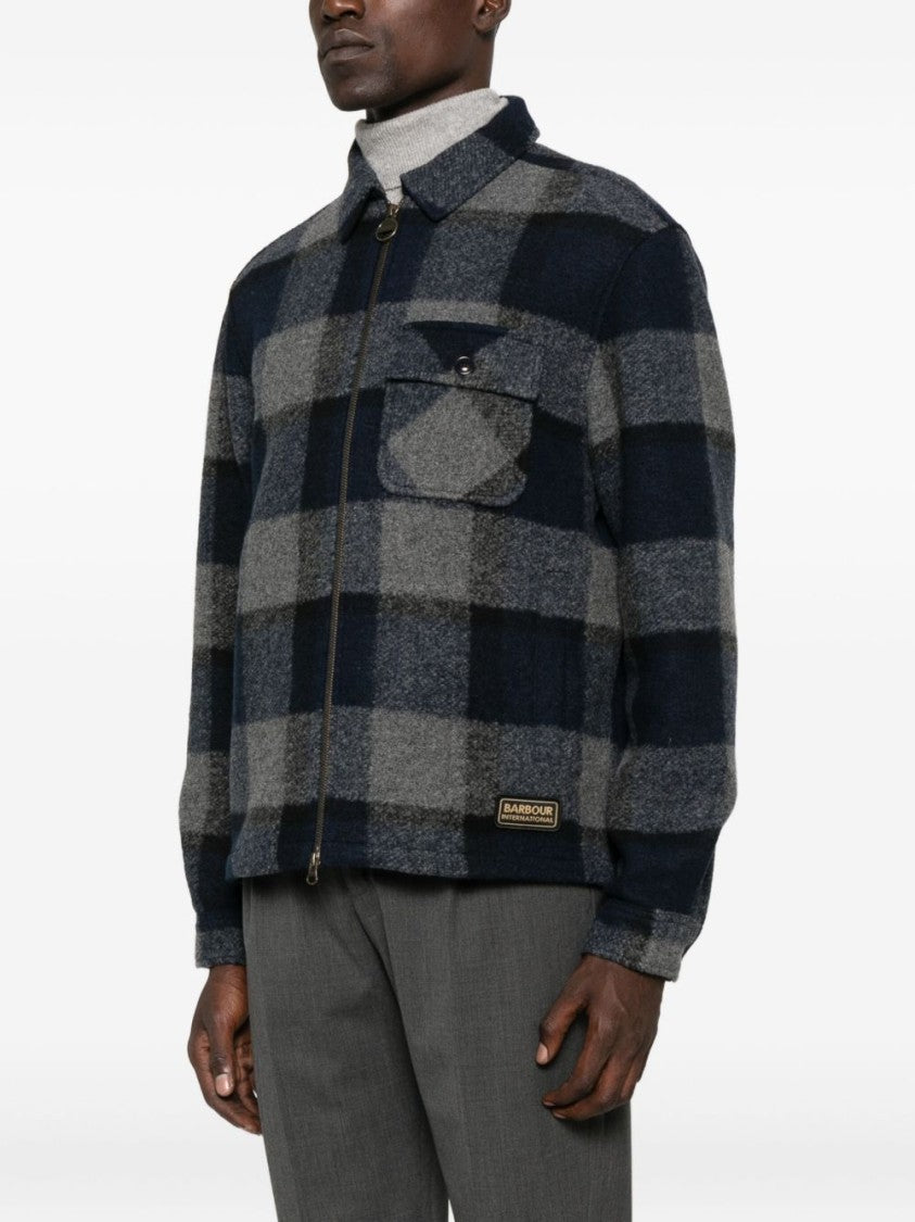 Barbour Boxy Fit Navy Blue Checked Overshirt