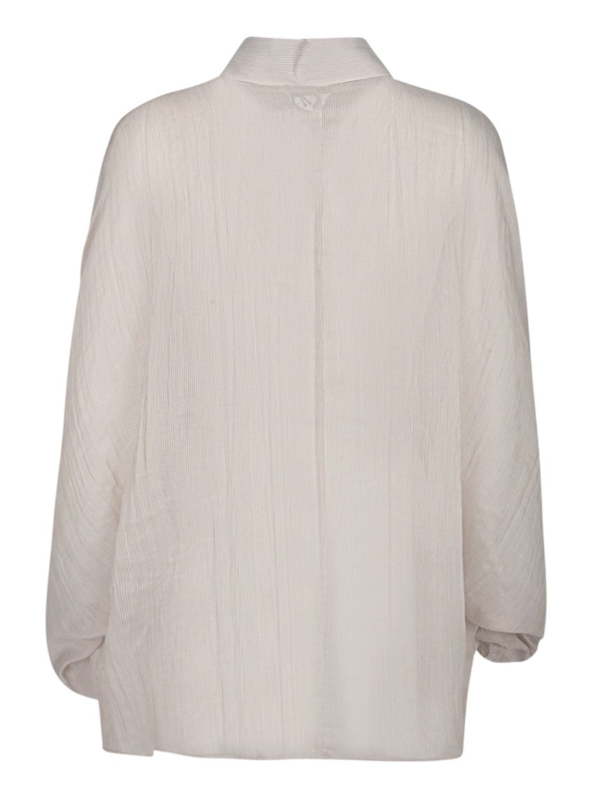 Blanca Vita Oversized Striped Shirt In Cotton-Silk Blend