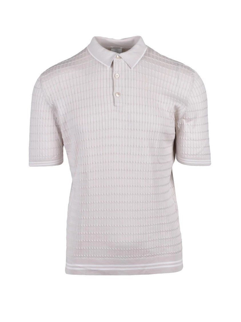 Eleventy Beige Cotton Knit Polo Shirt