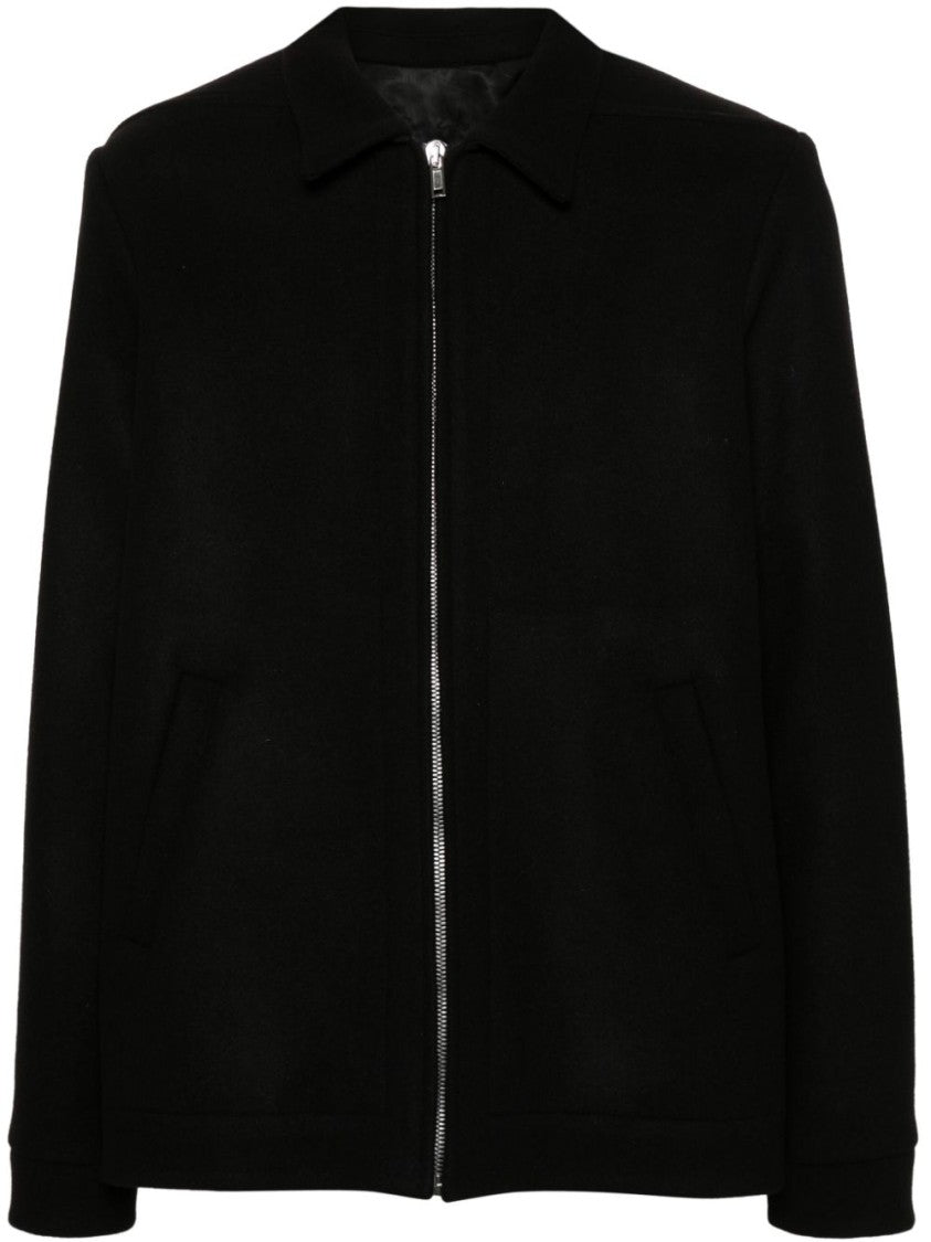 Rick Owens Black Wool Bomber Jacket With Zip Closure
