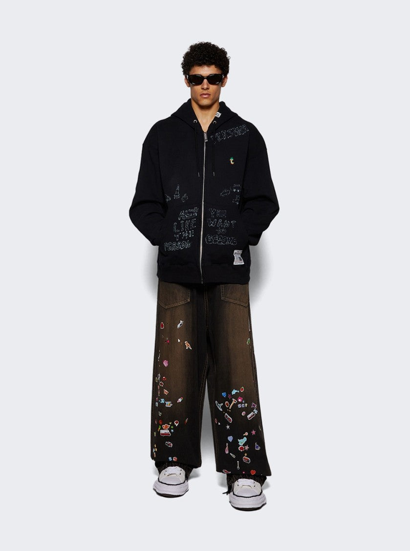 Maison Mihara Yasuhiro Distressed Zip Up Hoodie Black